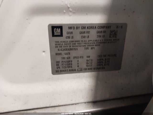 Продажа на аукционе авто 2016 Buick Encore, vin: KL4CJASB3GB697624, номер лота: 45476049