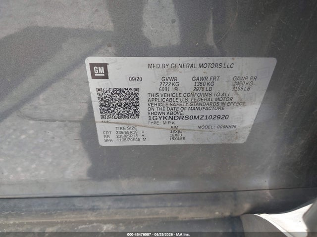 45476087 :رقم المزاد ، 1GYKNDRS0MZ102920 vin ، 2021 Cadillac Xt5 Awd Premium Luxury مزاد بيع