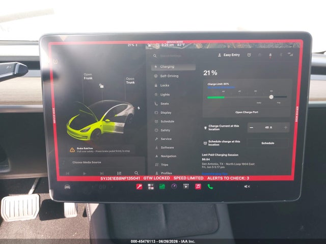 2022 Tesla Model 3 Long Range Dual Motor All-wheel Drive მანქანა იყიდება აუქციონზე, vin: 5YJ3E1EB8NF135041, აუქციონის ნომერი: 45476113