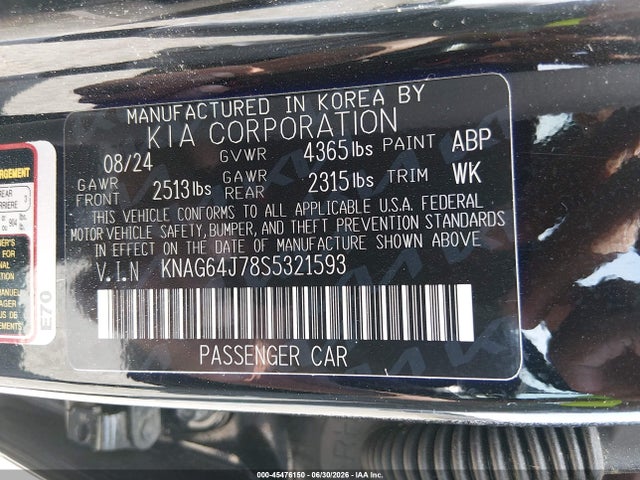 Aukcja sprzedaży 2025 Kia K5 Gt-line, vin: KNAG64J78S5321593, numer aukcji: 45476150