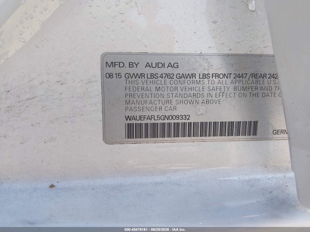 45476161 :رقم المزاد ، WAUEFAFL5GN009332 vin ، 2016 Audi A4 Premium Plus مزاد بيع