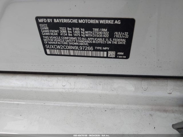 Продажа на аукционе авто 2022 Bmw X7 Xdrive40i, vin: 5UXCW2C08N9L97266, номер лота: 45476189