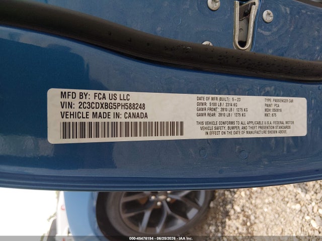 Продаж на аукціоні авто 2023 Dodge Charger Sxt, vin: 2C3CDXBG5PH588248, номер лоту: 45476194