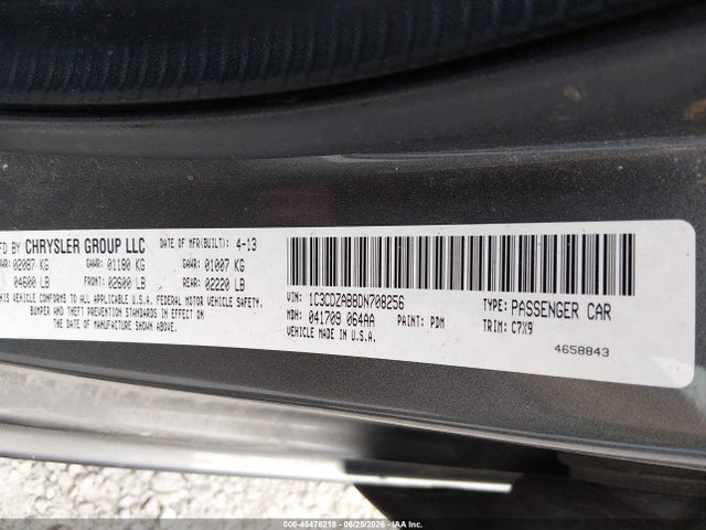Auction sale of the 2013 Dodge Avenger Se, vin: 1C3CDZAB8DN708256, lot number: 45476218