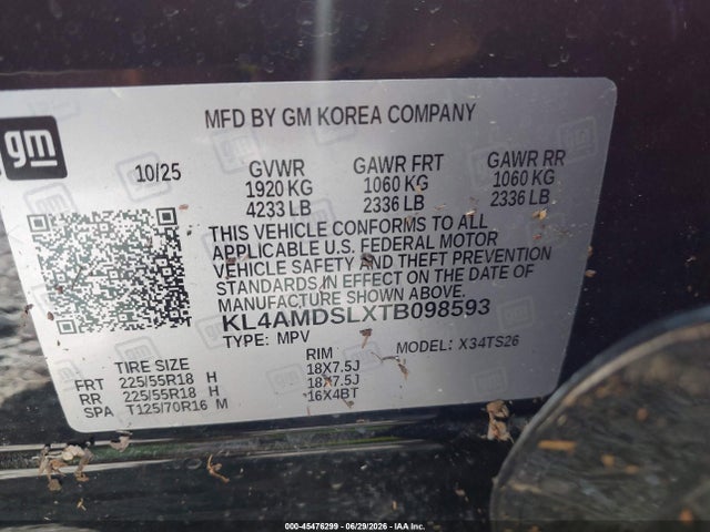 Aukcja sprzedaży 2026 Buick Encore Gx Sport Touring Fwd, vin: KL4AMDSLXTB098593, numer aukcji: 45476299