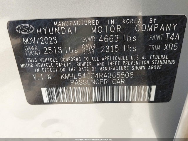 2024 Hyundai Sonata N Line მანქანა იყიდება აუქციონზე, vin: KMHL54JC4RA365508, აუქციონის ნომერი: 45476318
