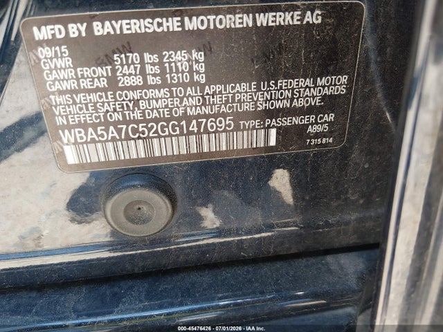 BMW 528i Xdrive 2016 WBA5A7C52GG147695 Image 9