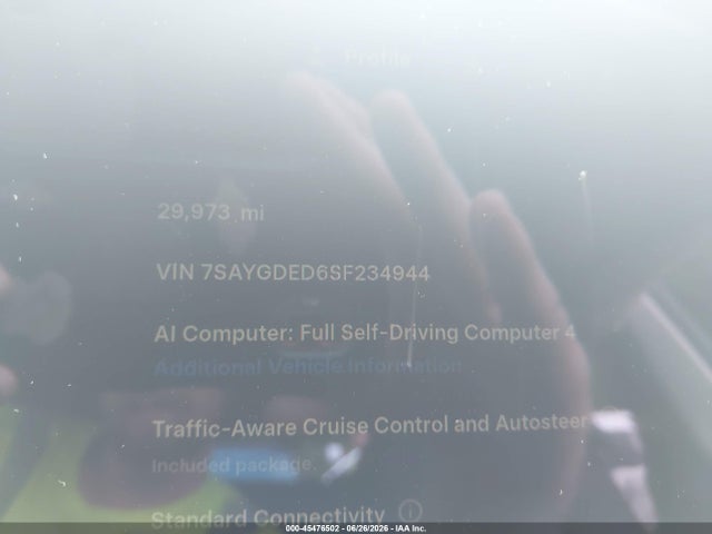 45476502 :رقم المزاد ، 7SAYGDED6SF234944 vin ، 2025 Tesla Model Y Long Range Dual Motor Rear-wheel Drive مزاد بيع