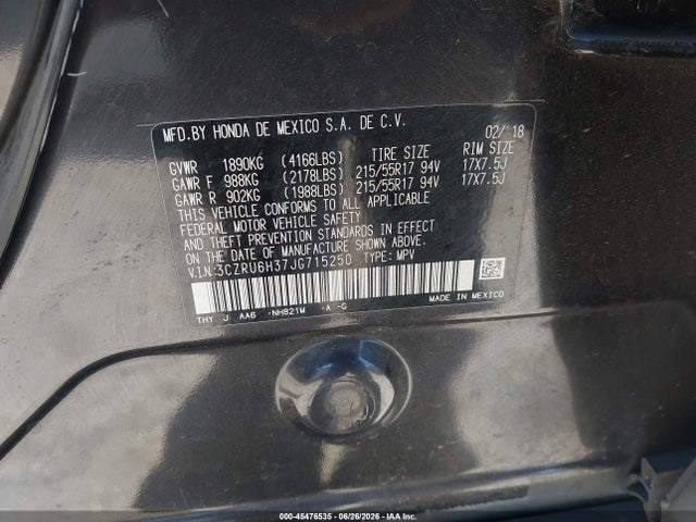 Honda HR-V LX 2018 3CZRU6H37JG715250 Image 9