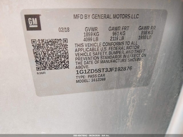 Chevrolet MALIBU LT 2018 1G1ZD5ST3JF192876 Image 9