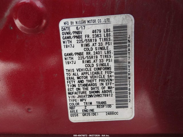 Nissan Rogue Sl 2017 JN8AT2MV2HW278912 Image 9