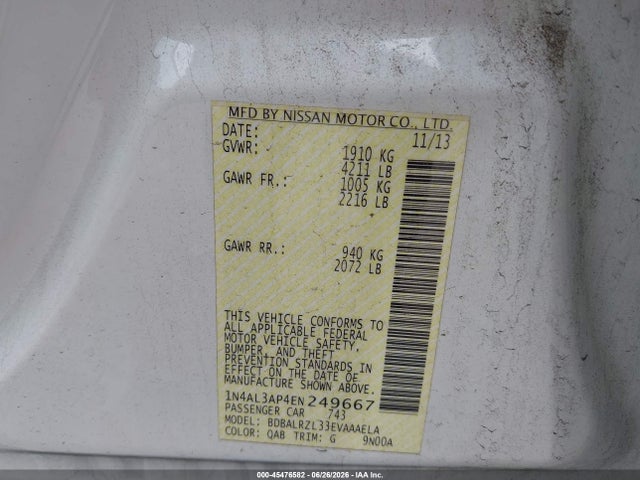 Nissan Altima 2.5 S 2014 1N4AL3AP4EN249667 Image 9