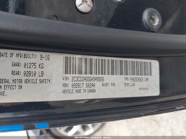 2016 Dodge Challenger Sxt Plus მანქანა იყიდება აუქციონზე, vin: 2C3CDZAG5GH349926, აუქციონის ნომერი: 45476608