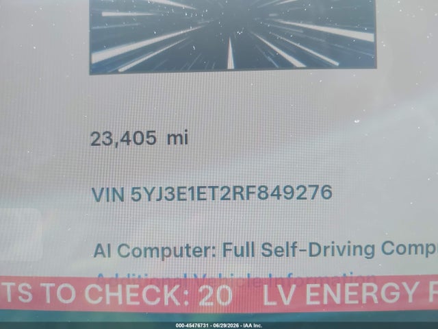 Aukcja sprzedaży 2024 Tesla Model 3 Performance All-wheel Drive, vin: 5YJ3E1ET2RF849276, numer aukcji: 45476731
