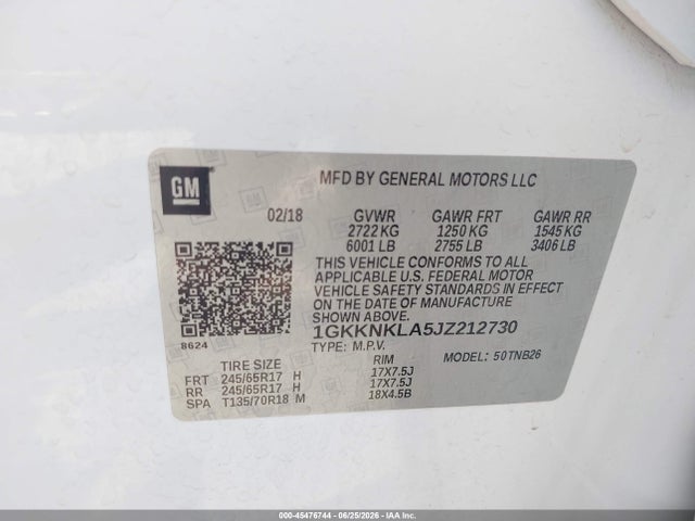 1GKKNKLA5JZ212730 GMC Acadia Sle-1