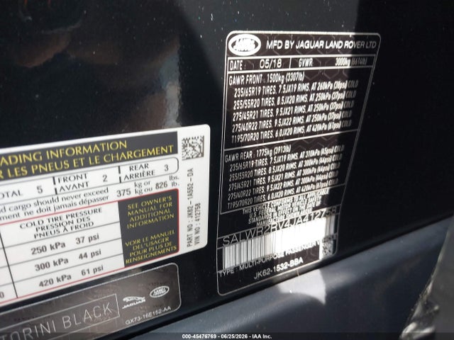 Продажа на аукционе авто 2018 Land Rover Range Rover Sport Hse, vin: SALWR2RV4JA412758, номер лота: 45476769