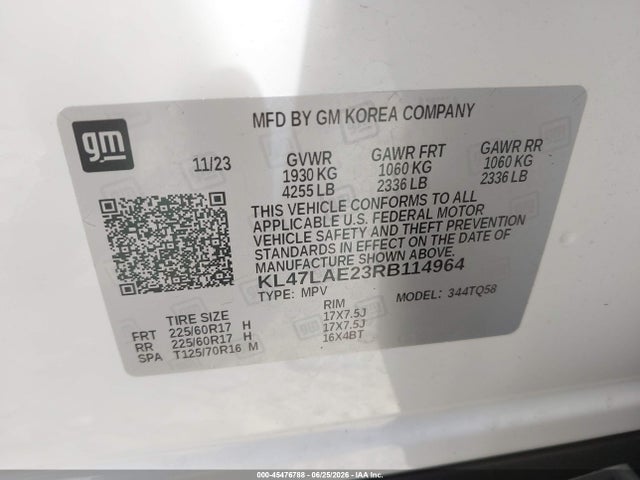 45476788 :رقم المزاد ، KL47LAE23RB114964 vin ، 2024 Buick Envista Preferred Fwd مزاد بيع