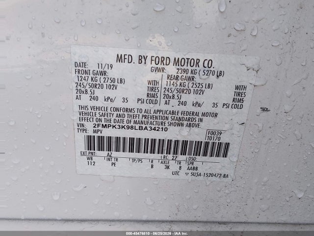 Ford Edge Titanium 2020 2FMPK3K98LBA34210 Image 9