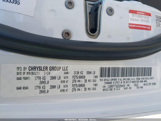 45476814 :رقم المزاد ، 1C6RR7TT6ES254424 vin ، 2014 Ram 1500 Big Horn مزاد بيع