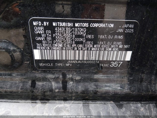 Продажа на аукционе авто 2025 Mitsubishi Outlander Sport 2.0 Es Awc/2.0 Le Awc/2.0 S Awc/2.0 Se Awc/2.0 Trail Edition Awc, vin: JA4ARUAU1SU000274, номер лота: 45476819