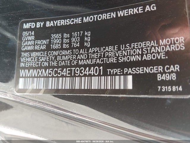 Продаж на аукціоні авто 2014 Mini Hardtop Cooper, vin: WMWXM5C54ET934401, номер лоту: 45476875