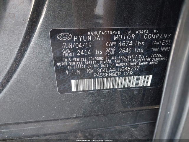 Продажа на аукционе авто 2020 Genesis G70 2.0t Rwd, vin: KMTG64LA4LU048737, номер лота: 45476885