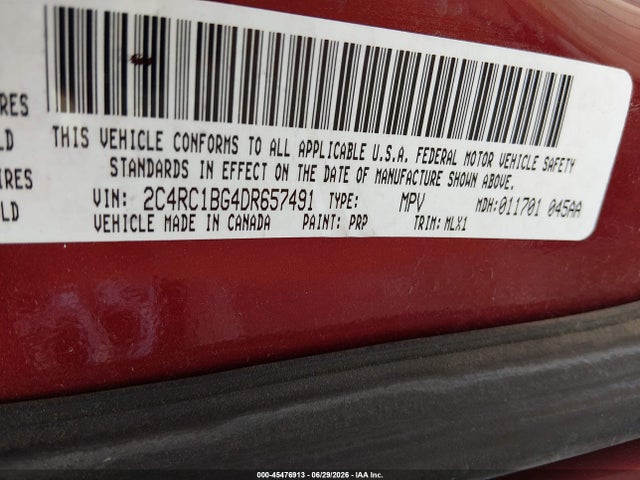 Продаж на аукціоні авто 2013 Chrysler Town & Country Touring, vin: 2C4RC1BG4DR657491, номер лоту: 45476913