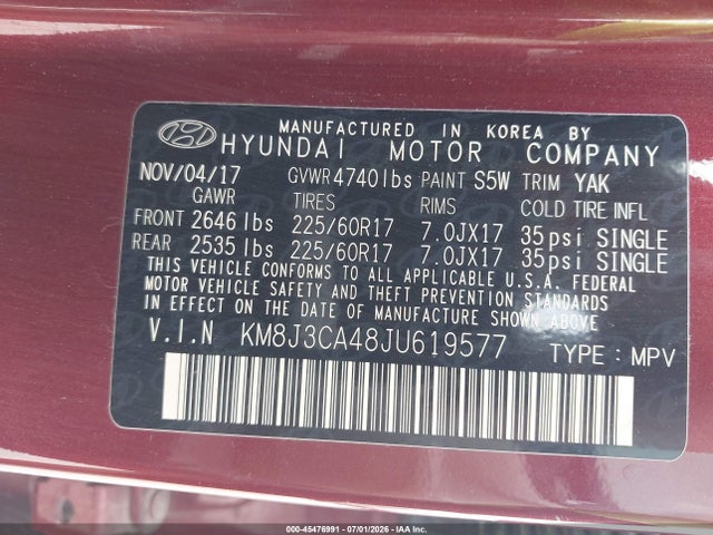 Hyundai TUCSON SEL 2018 KM8J3CA48JU619577 Image 9