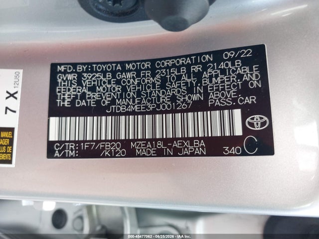 Aukcja sprzedaży 2023 Toyota Corolla Le, vin: JTDB4MEE3PJ001267, numer aukcji: 45477062