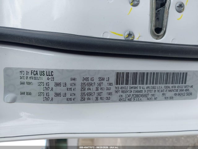 Продаж на аукціоні авто 2019 Jeep Cherokee Latitude 4x4, vin: 1C4PJMCB8KD450927, номер лоту: 45477072