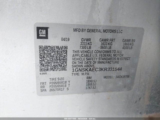 Chevrolet Tahoe Ls 2019 1GNSKAEC3KR331544 Image 9