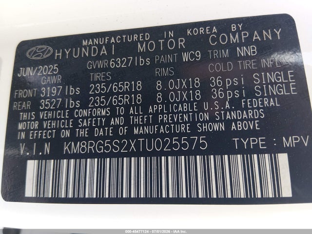 Hyundai Palisade Sel 2026 KM8RG5S2XTU025575 Image 9