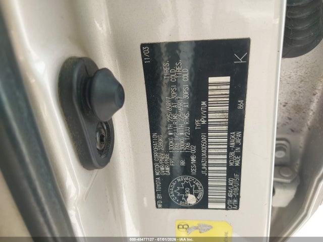 Aukcja sprzedaży 2004 Lexus Rx 330, vin: JTJHA31UX40050491, numer aukcji: 45477127