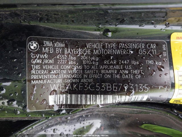Aukcja sprzedaży 2011 Bmw 328i Xdrive, vin: WBAKF3C53BE793135, numer aukcji: 45477167