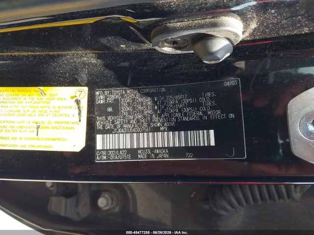 45477255 :رقم المزاد ، JTJGA31U540007561 vin ، 2004 Lexus Rx 330 مزاد بيع