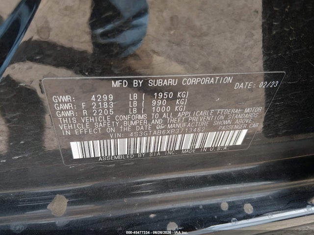 Продаж на аукціоні авто 2023 Subaru Impreza Base 5-door, vin: 4S3GTAB6XP3713462, номер лоту: 45477334