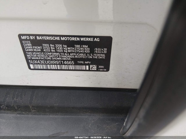Aukcja sprzedaży 2024 Bmw X5 Phev Xdrive50e, vin: 5UX43EU0XR9T14665, numer aukcji: 45477341