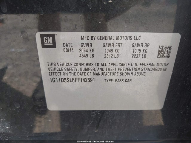 1G11D5SL6FF142591 Chevrolet MALIBU 2LT