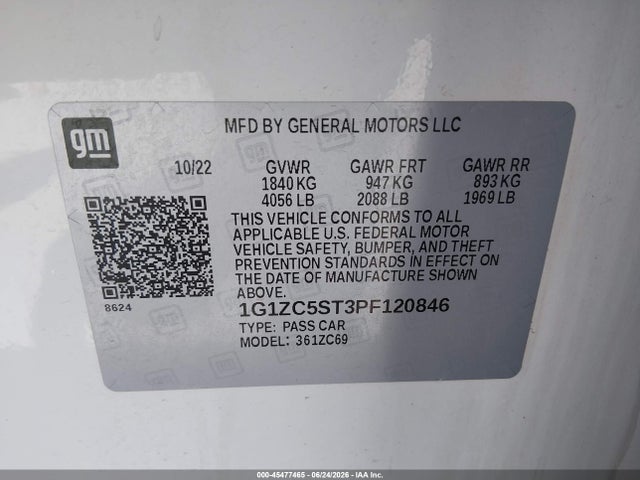 1G1ZC5ST3PF120846 Chevrolet Malibu Fwd 1fl