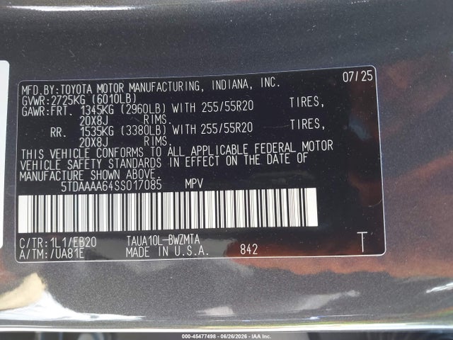 Auction sale of the 2025 Lexus Tx 350 Premium, vin: 5TDAAAA64SS017085, lot number: 45477498