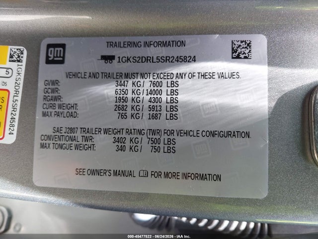 1GKS2DRL5SR245824 GMC Yukon 4wd Denali