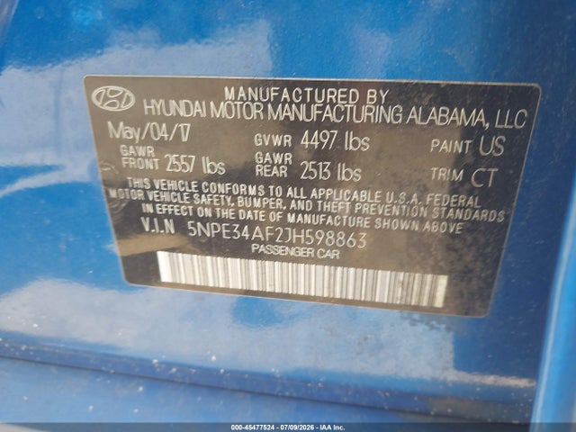 Продаж на аукціоні авто 2018 Hyundai Sonata Sport, vin: 5NPE34AF2JH598863, номер лоту: 45477524