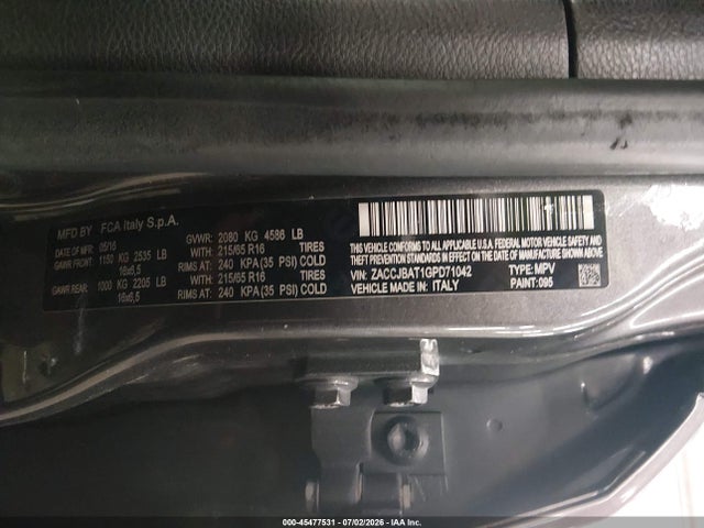 2016 Jeep Renegade Sport მანქანა იყიდება აუქციონზე, vin: ZACCJBAT1GPD71042, აუქციონის ნომერი: 45477531
