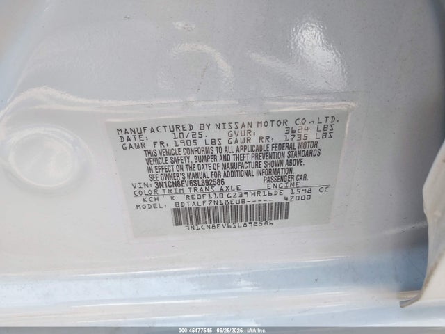 Nissan Versa 1.6 Sv 2025 3N1CN8EV6SL892586 Image 9