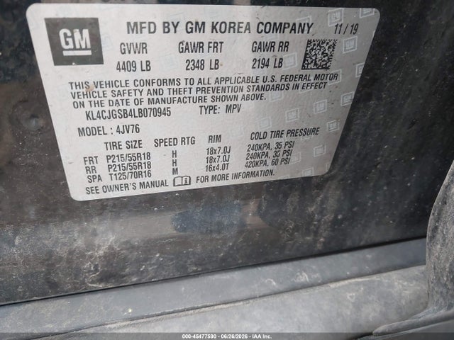Продаж на аукціоні авто 2020 Buick Encore Awd Essence, vin: KL4CJGSB4LB070945, номер лоту: 45477590