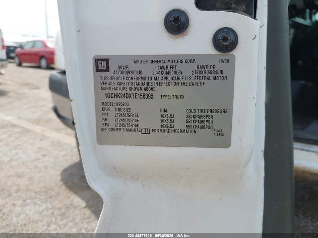 45477619 :رقم المزاد ، 1GCHK24DX7E158395 vin ، 2007 Chevrolet Silverado 2500hd Classic Work Truck مزاد بيع