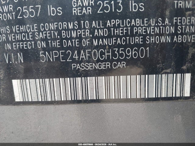 Hyundai SONATA SE 2016 5NPE24AF0GH359601 Image 9