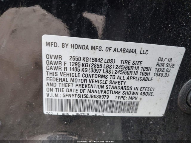 Honda Pilot Ex-l 2018 5FNYF6H50JB038979 Image 9