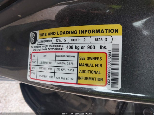 Ford ESCAPE SE 2017 1FMCU0GD6HUC01203 Image 9