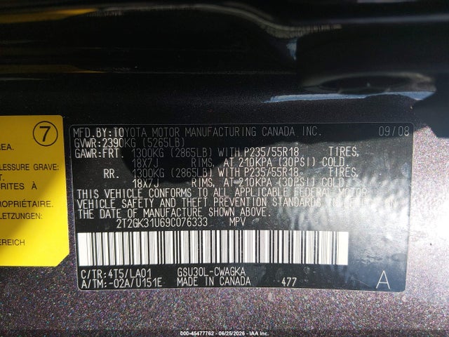 Продажа на аукционе авто 2009 Lexus Rx 350, vin: 2T2GK31U69C076333, номер лота: 45477762